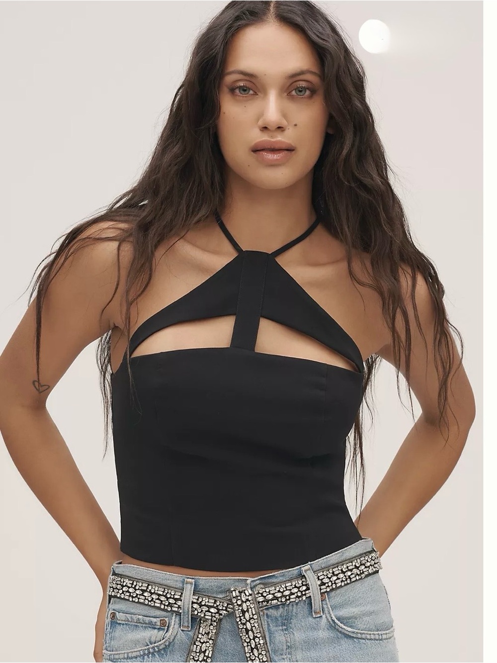 Anthropologie Black Cutout Halter
Top Geometric Crop Tank Size S